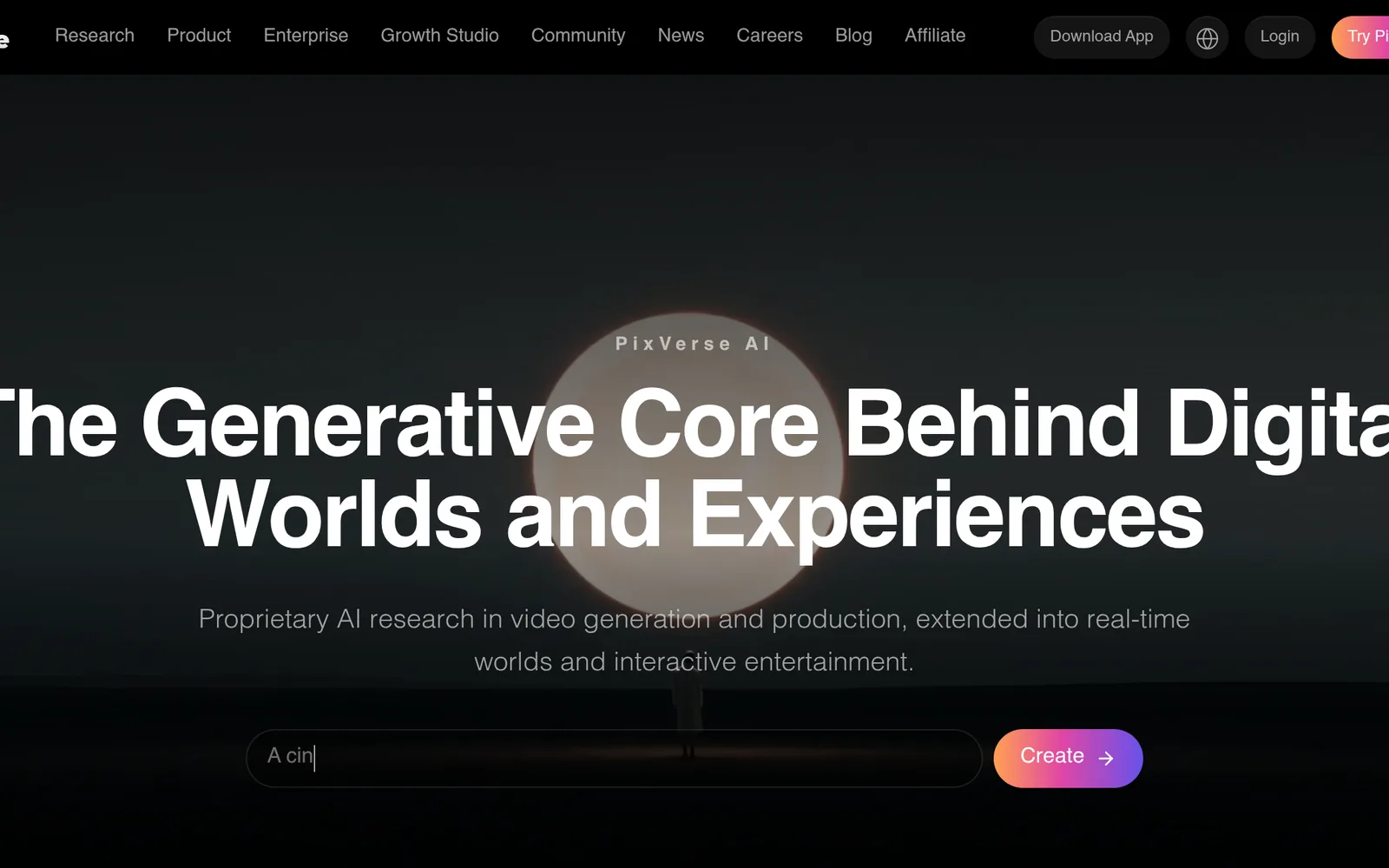 PixVerse homepage screenshot